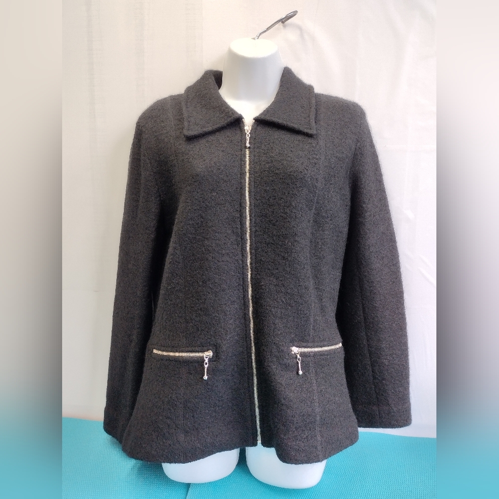 Rafaella Women's 100% Wool Full Zip Jacket Blazer - Size M